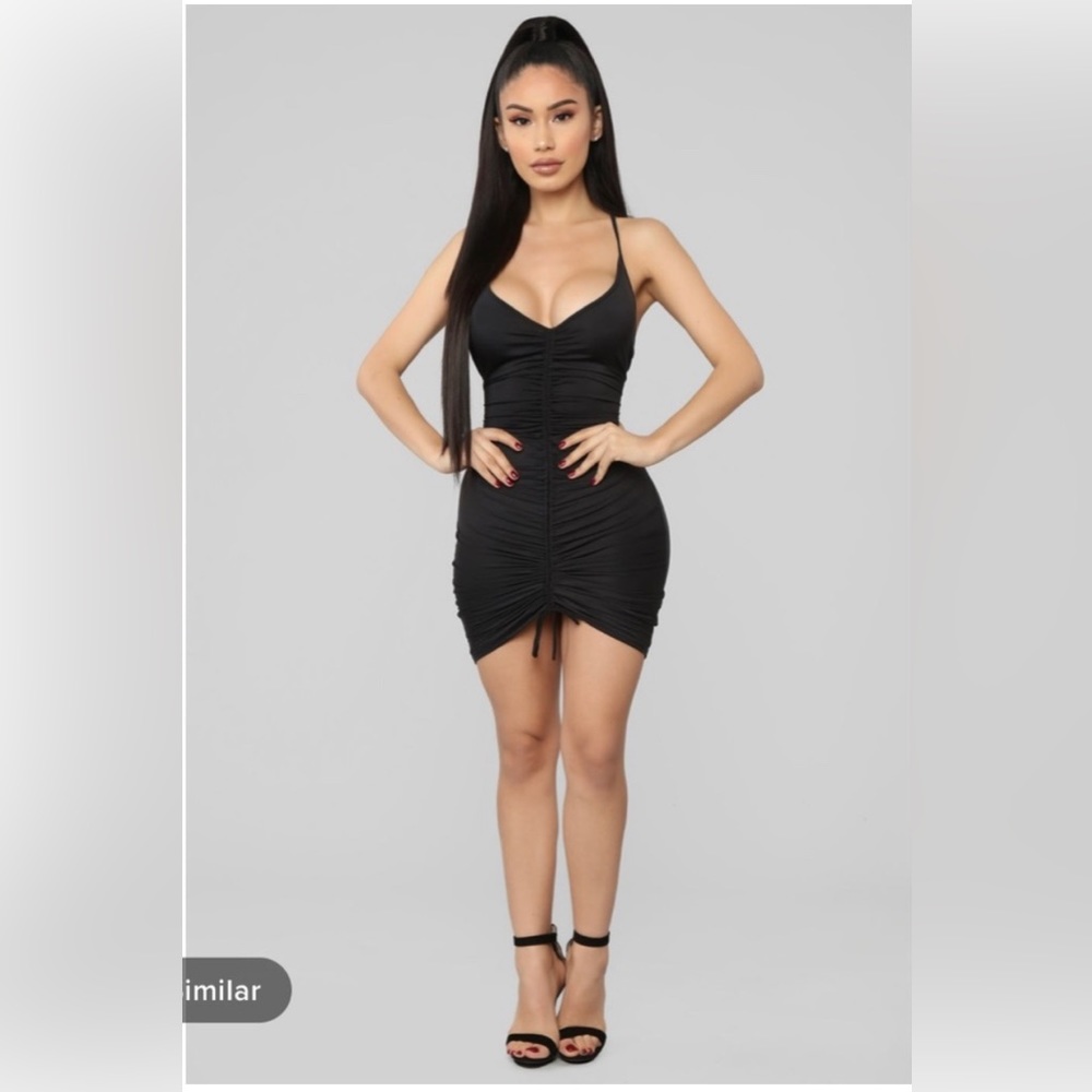 Fashion Nova Shanghai Ruched Dress Black Medium
